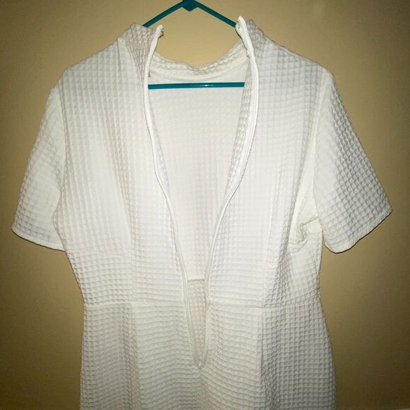 ASOS | Women's Dress White Textured Square Pattern Zip Back‎ | 14 - Picture 4 of 9